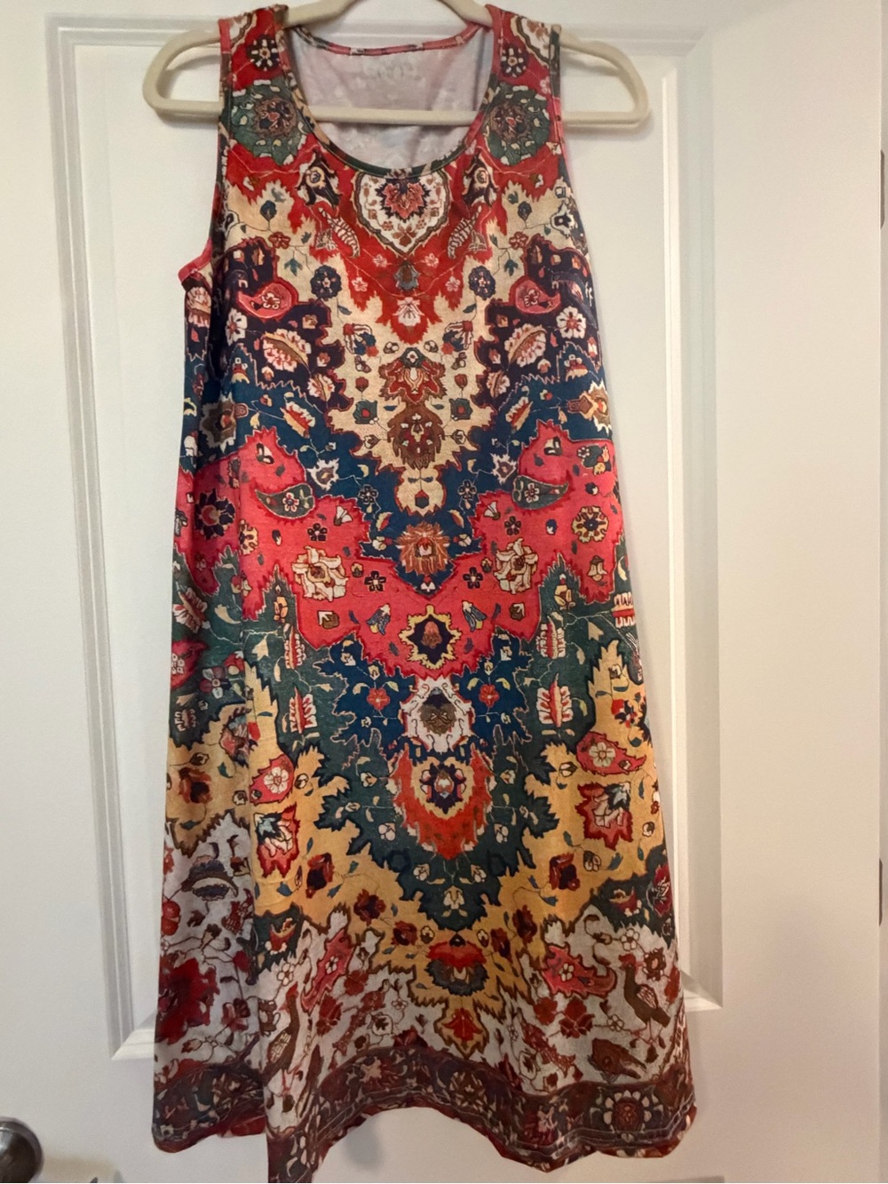 Sleeveless Multicolor Boho Print Dress